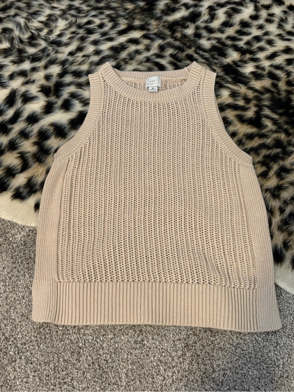 Cream Knit Sleeveless Sweater Tank
